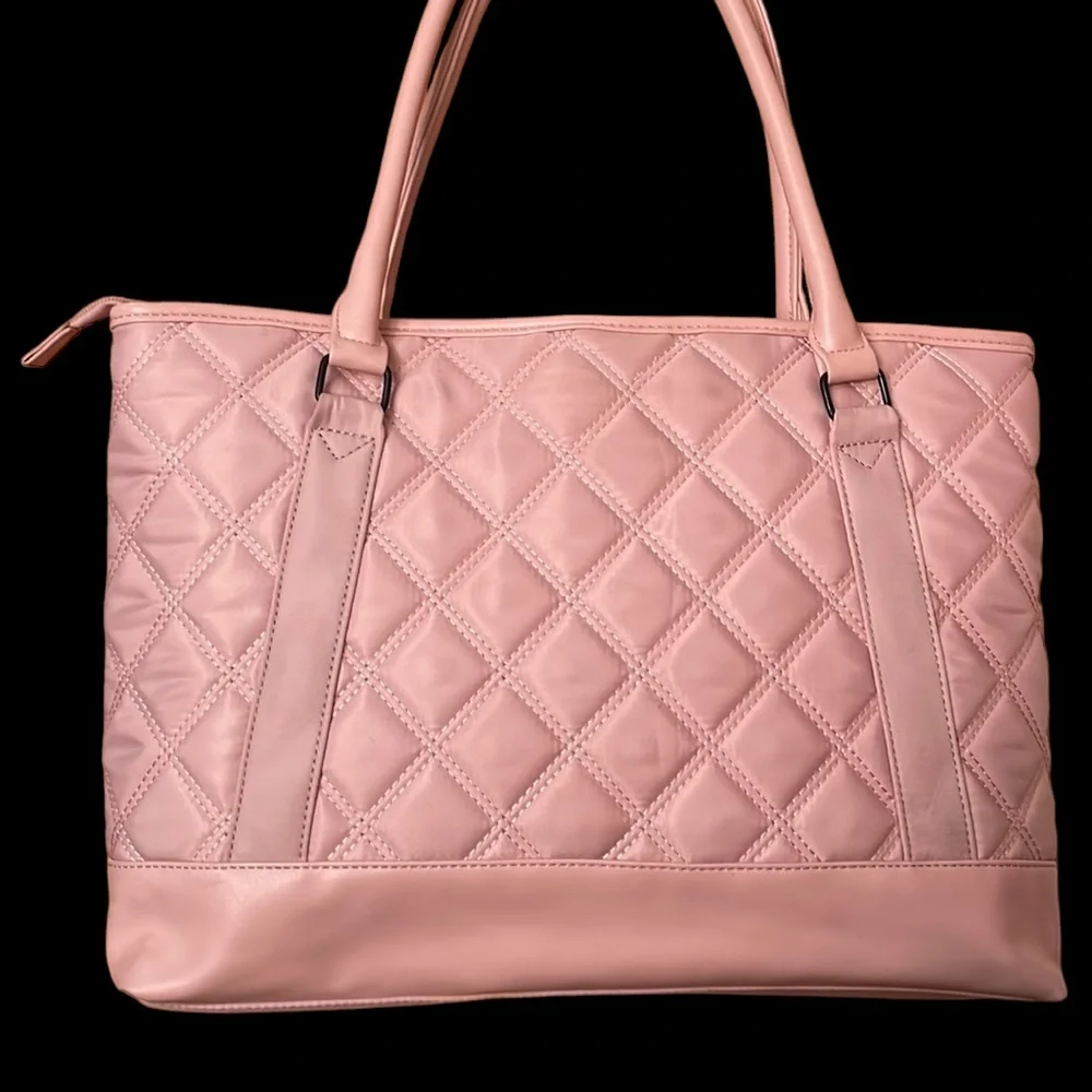 Gonex Quilted Nylon and Faux Leather Pink Carry All Baby Bag